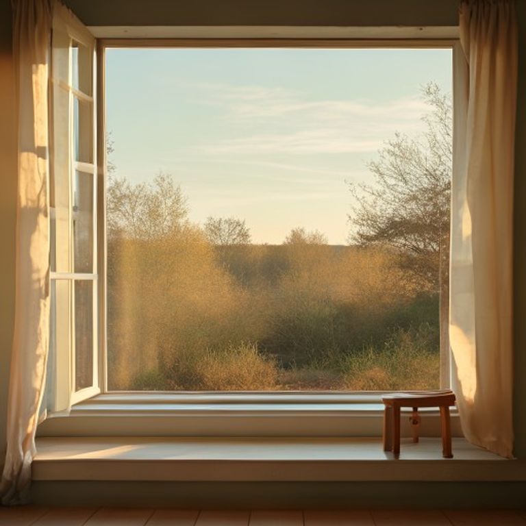 Open window with cool evening breeze and natural air flow